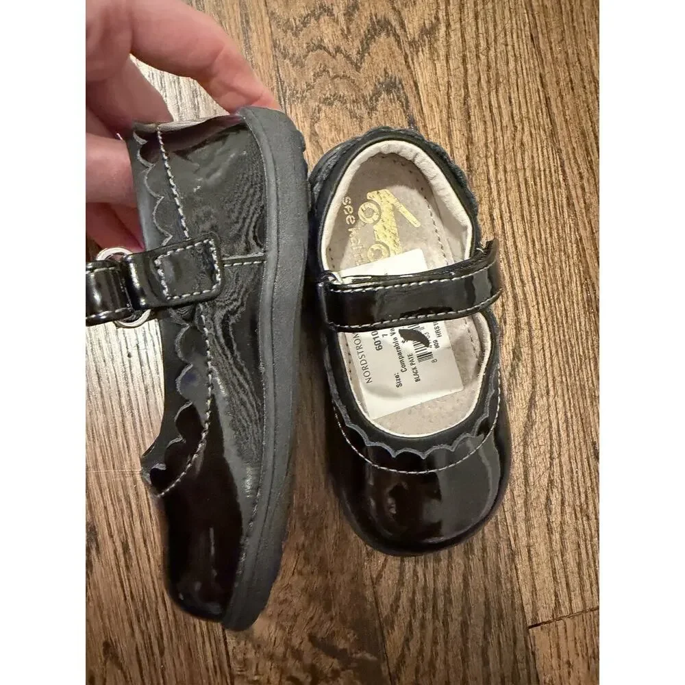 See Kai Run Jane II Black Patent Leather Mary Jane Shoes Size Toddler Girl 7 NEW